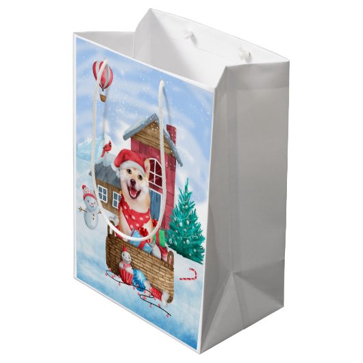 Shiba Inu Dog in sneeuwkersthondenhuis Medium Cadeauzakje (Achterkant Gekanteld)