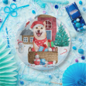 Shiba Inu Dog in sneeuwkersthondenhuis Papieren Bordje (Feest)