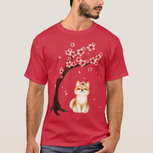 Shiba Inu Dog Japanse Cherry Blossom Sakura Flowe T-shirt