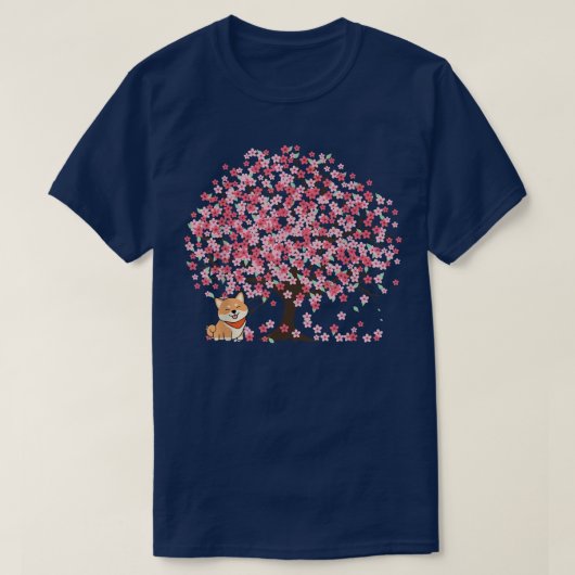 Shiba Inu Dog Japanse Cherry Cute Blossom Sakura T-shirt (Design voorkant)