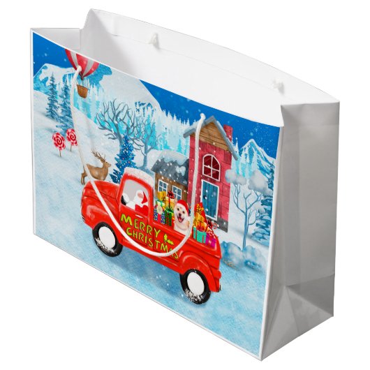 Shiba Inu Dog-kerstcadeau Snow Groot Cadeauzakje (Achterkant Gekanteld)