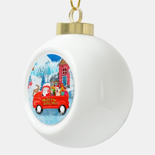 Shiba Inu Dog-kerstcadeau Snow Keramische Bal Ornament (Rechts)