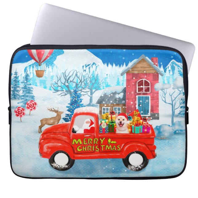Shiba Inu Dog-kerstcadeau Snow Laptop Sleeve (Voorkant)