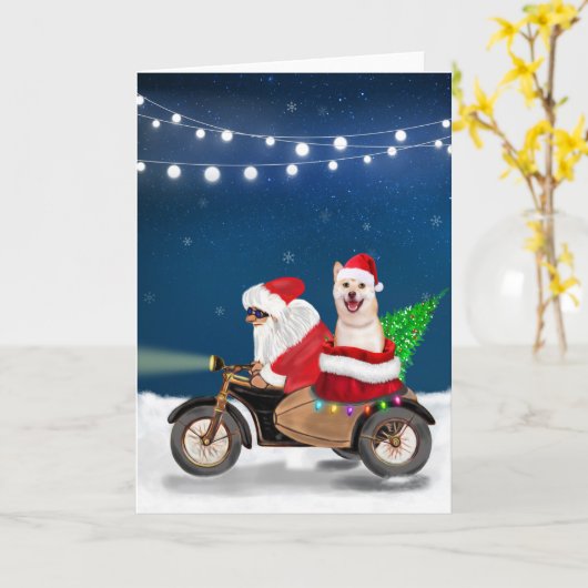 Shiba Inu Dog kerstkerstkerstman Kaart (Gele Bloem)