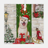 Shiba Inu Dog Kerstmis Glas Ornament (Achterkant)