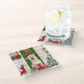 Shiba Inu Dog Kerstmis Glazen Onderzetter (Schuin)