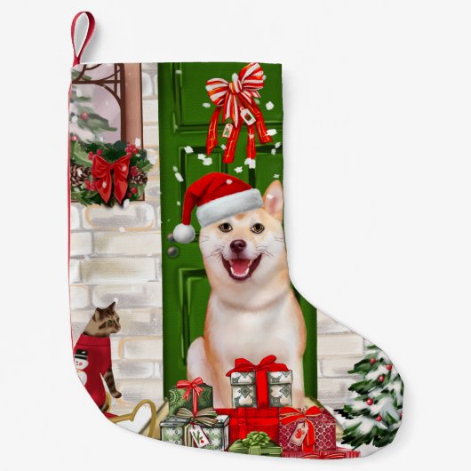 Shiba Inu Dog Kerstmis Kleine Kerstsok (Voorkant)