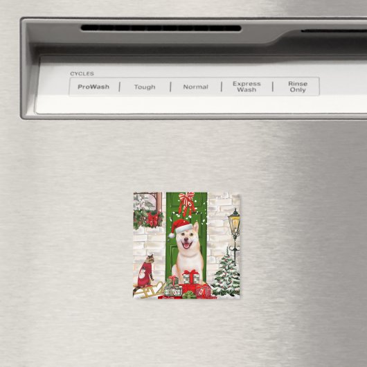 Shiba Inu Dog Kerstmis Magneet (Insitu (Vaatwasser))