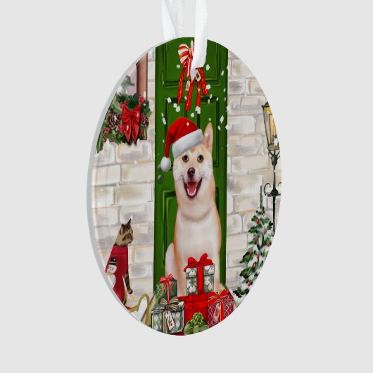 Shiba Inu Dog Kerstmis Ornament (voorkant)