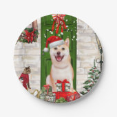 Shiba Inu Dog Kerstmis Papieren Bordje (Voorkant)