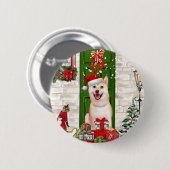 Shiba Inu Dog Kerstmis Ronde Button 5,7 Cm (Voorkant /achterkant)