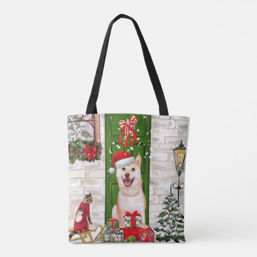 Shiba Inu Dog Kerstmis Tote Bag (Achterkant)