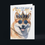 Shiba Inu Dog King for a Day Funny Birthday Kaart<br><div class="desc">Een grote glimlach zal gekke lachen wanneer de sjiiba Inu-hondenvader of -hondenliefhebber deze grappige verjaardagskaart opent en een dag die past bij een koning viert.</div>