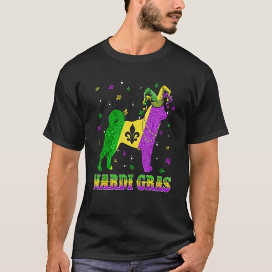 Shiba Inu Dog Mardi Gras Carnival Jester Beads T-shirt (Voorkant)