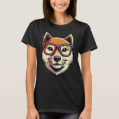 Shiba Inu Dog met bril Pop Art Style T-shirt (Voorkant)