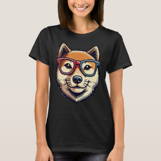 Shiba Inu Dog met bril Pop Art Style T-shirt