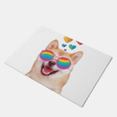 Shiba Inu Dog met Hearts Valentijnsdag Deurmat (Schuin)