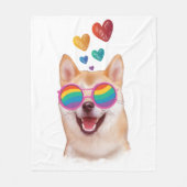 Shiba Inu Dog met Hearts Valentijnsdag Fleece Deken (Voorkant)