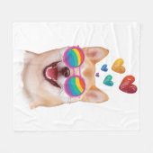 Shiba Inu Dog met Hearts Valentijnsdag Fleece Deken (Voorkant (Horizontaal))