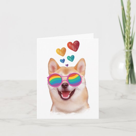 Shiba Inu Dog met Hearts Valentijnsdag Kaart (Voorkant)