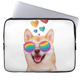 Shiba Inu Dog met Hearts Valentijnsdag Laptop Sleeve