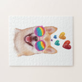Shiba Inu Dog met Hearts Valentijnsdag Legpuzzel (Horizontaal)