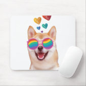 Shiba Inu Dog met Hearts Valentijnsdag Muismat (Met muis)