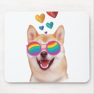 Shiba Inu Dog met Hearts Valentijnsdag Muismat