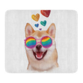 Shiba Inu Dog met Hearts Valentijnsdag Snijplank (Voorkant)