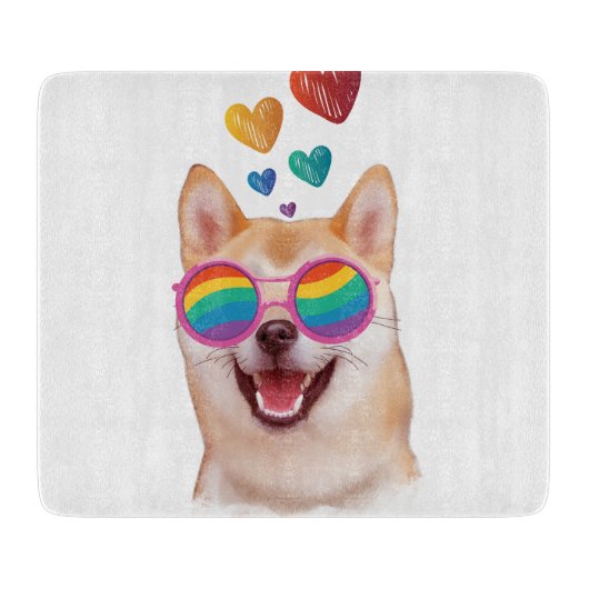 Shiba Inu Dog met Hearts Valentijnsdag Snijplank (Voorkant)