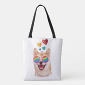 Shiba Inu Dog met Hearts Valentijnsdag Tote Bag (Achterkant)
