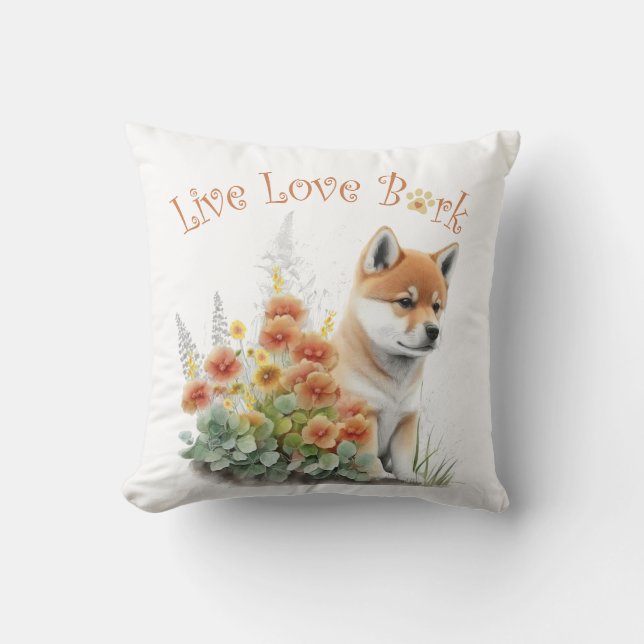 Shiba Inu Dog Mom Floral Kussen (Voorkant)