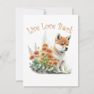 Shiba Inu Dog Mom Floral Notitiekaartje
