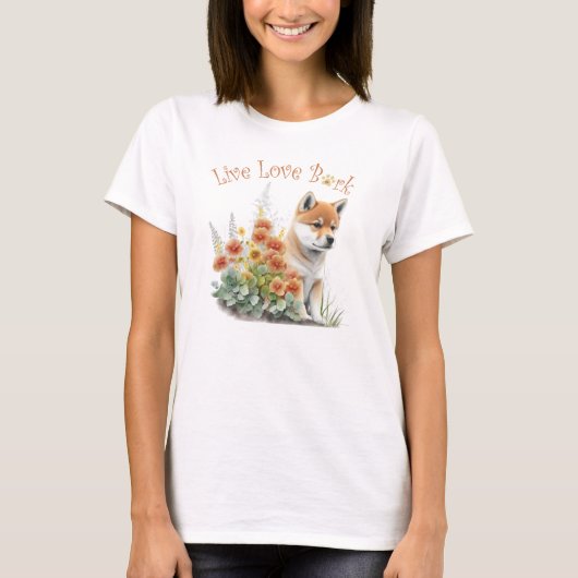 Shiba Inu Dog Mom Floral T-shirt (Voorkant)