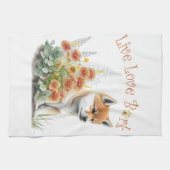 Shiba Inu Dog Mom Floral Theedoek (Horizontaal)