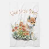 Shiba Inu Dog Mom Floral Theedoek (Verticaal)