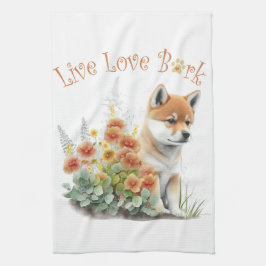 Shiba Inu Dog Mom Floral Theedoek