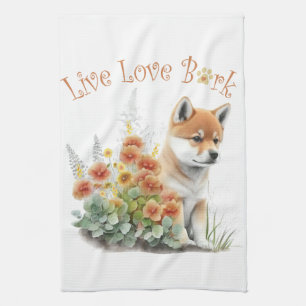 Shiba Inu Dog Mom Floral Theedoek