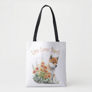 Shiba Inu Dog Mom Floral Tote Bag
