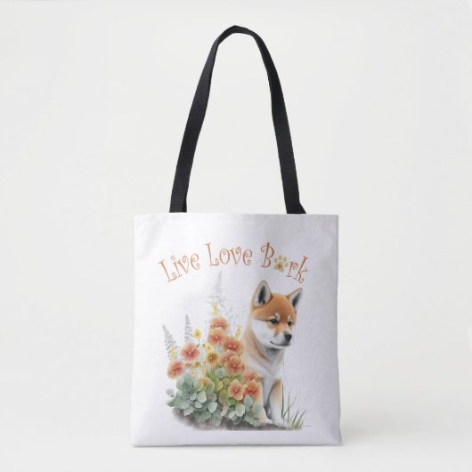 Shiba Inu Dog Mom Floral Tote Bag (Voorkant)