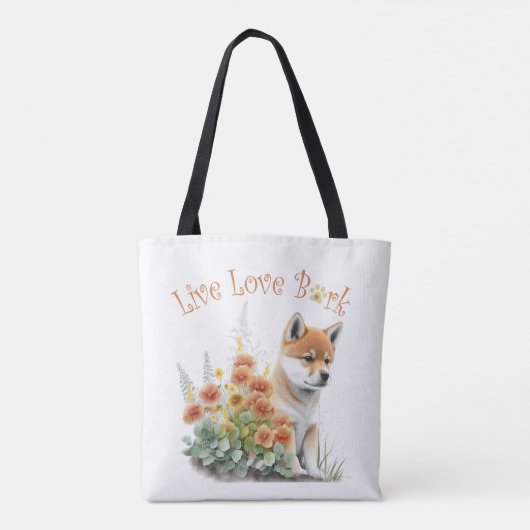 Shiba Inu Dog Mom Floral Tote Bag (Achterkant)