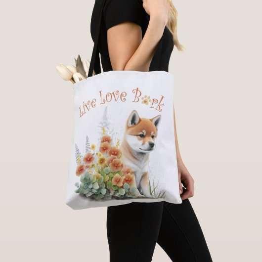 Shiba Inu Dog Mom Floral Tote Bag (Dichtbij)