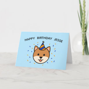 Shiba Inu Dog   Oranje en blauwe dag gevouwen Kaart