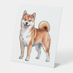 Shiba Inu Dog - Schattige en blij Reclamebord Met Voetstuk