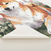 Shiba Inu Dog Sherpa Deken Waterverf Design (3/4)