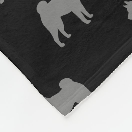 Shiba Inu Dog Silhouettes Pattern Grey and Black Fleece Deken (Hoek)