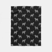 Shiba Inu Dog Silhouettes Pattern Grey and Black Fleece Deken (Voorkant)
