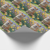 Shiba Inu Dog Spring Bloemen Schilderen Cadeaupapier (Hoek)