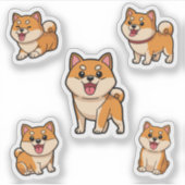 Shiba Inu Dog Sticker Kawaii, Set Shiba Inu (Voorkant)