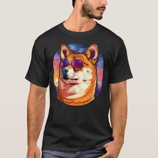 Shiba Inu Dog Sunglasses T-shirt (Voorkant)